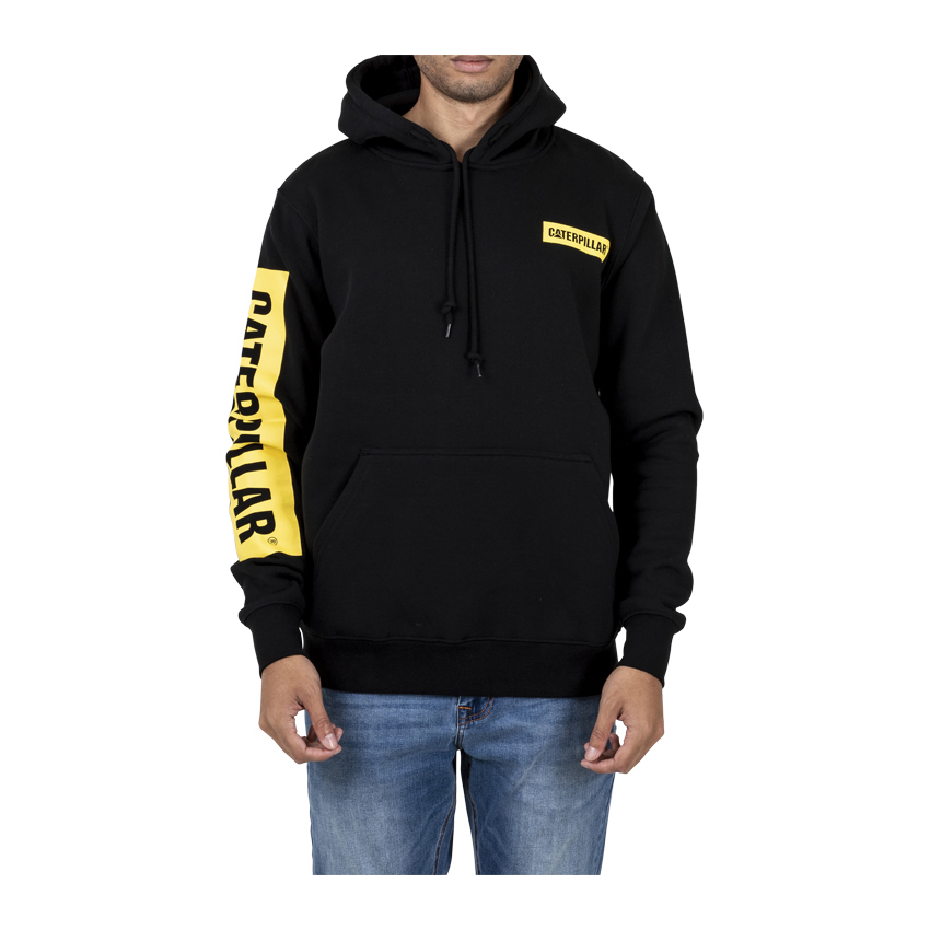 Caterpillar Clothing South Africa - Cat Men's Triton Block Hoody Hoodies Black/Yellow QC2538471